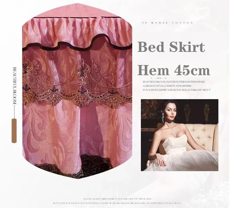 3pcs Set Good Quality Embossing Velvet Bed Skirt 1pc Romance Elegant Coral Fleece Bedspread Included 2pcs Pillowcase