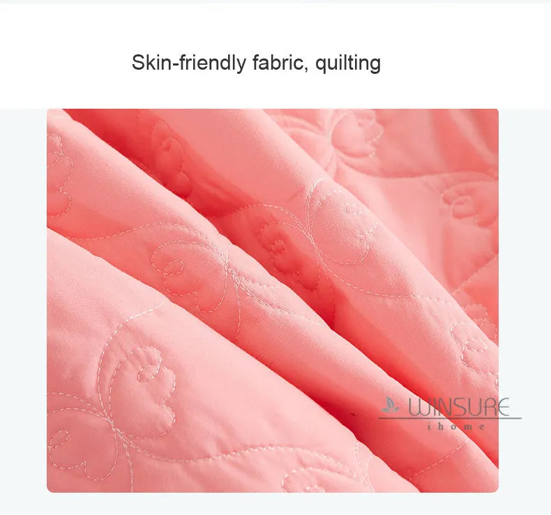 Korea Solid Brushed Bedspread Set Lace Quilted Queen King Size Ruffles Bedskirt Double Bed Cover with 2 Pillowcases