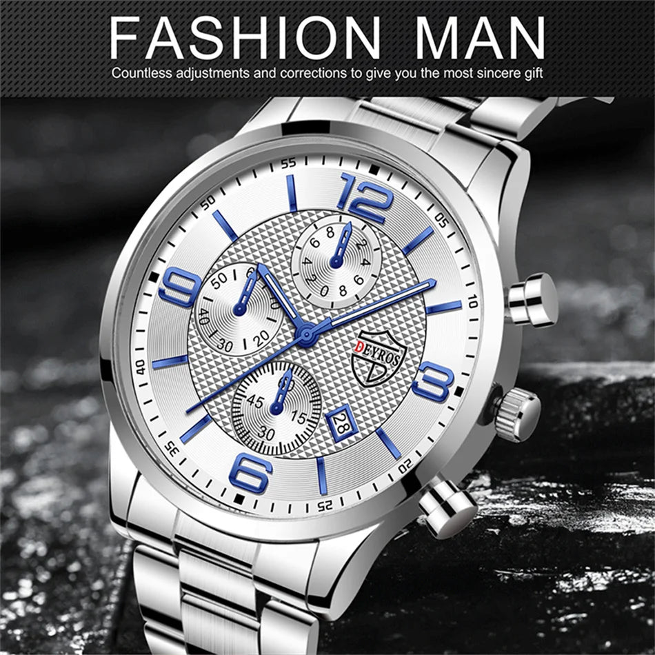 reloj hombre Luxury Business Men Watchs Stainless Steel Quartz WristWatch Male Leather Calendar Luminous Clock relogio masculino