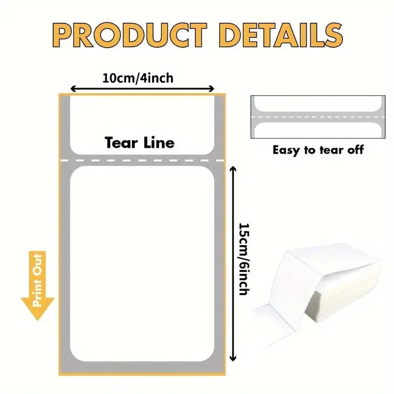 4x6 Inch Direct Thermal Labels 500 Labels Per stacked -Strong Adhesive, Labels Resistant to Water & Grease For shipping label