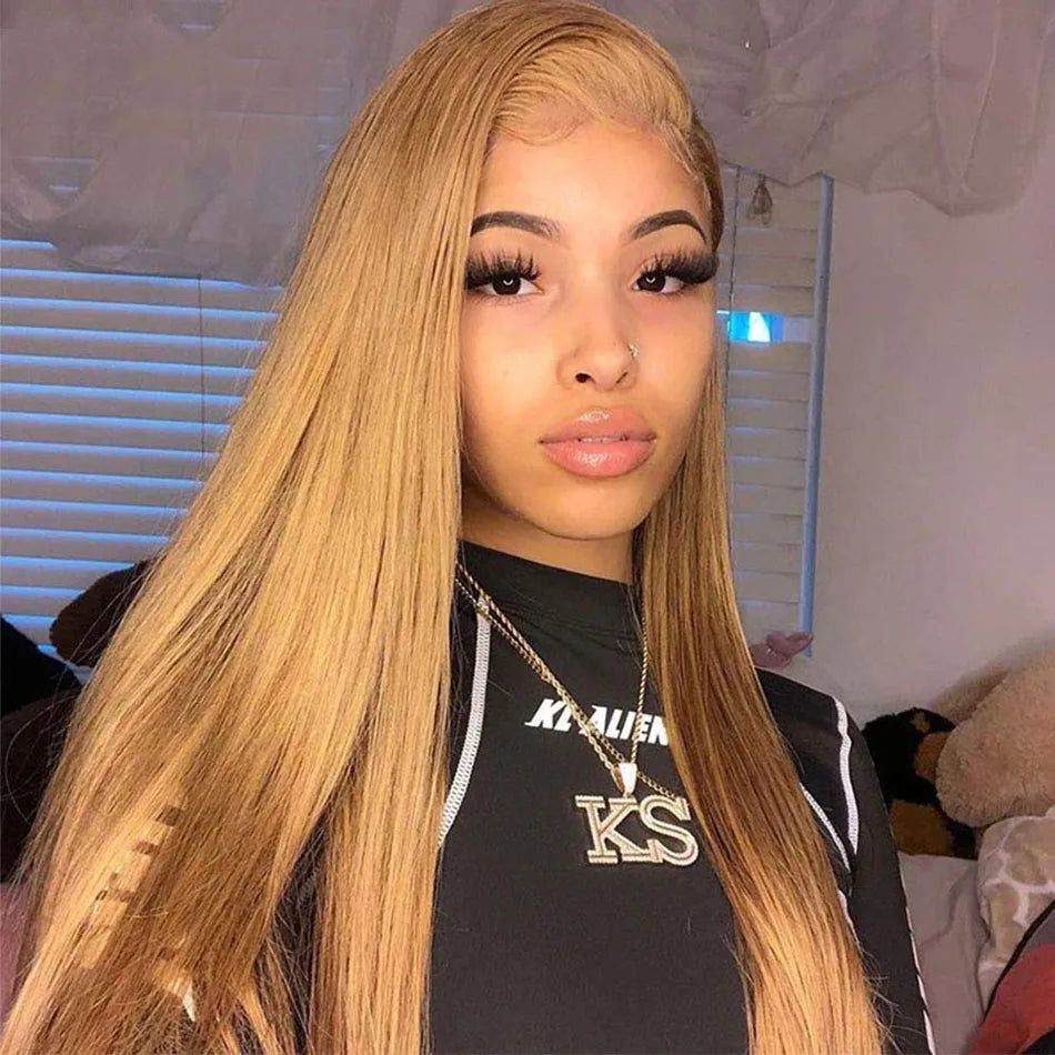 CLEARANCE 13x4 27# Honey Blonde And 99J Red Burgundy Colored Human Hair Wigs HD Lace Frontal Wigs Lace Front Human Hair Wigs