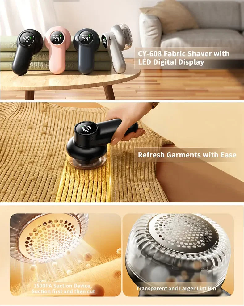 Lint Remover for Clothing Hair Ball Trimmer Digital Display Shaving Device Portable Rechargeable Household Hair Ball Remover