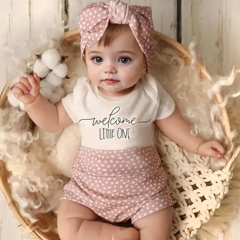 Welcome Outfit Jumpsuit and Hairband Pants Set for Newborn Photo Wear Baby Photography Clothes Photostudio Accessories