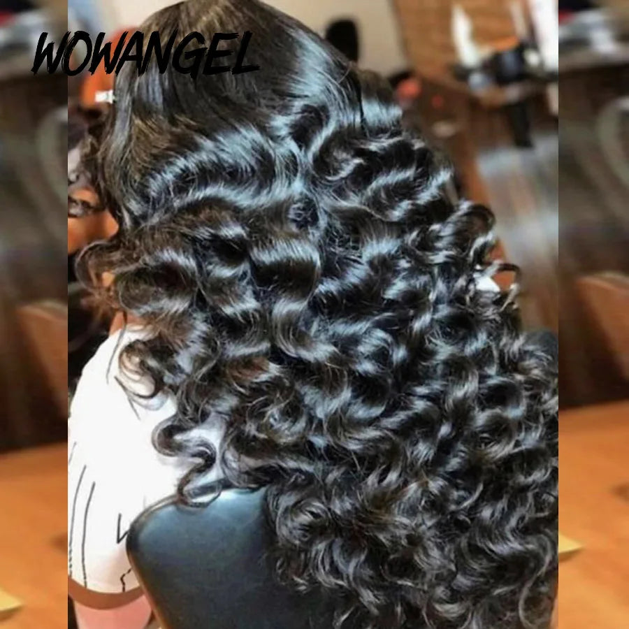 Wow Angel 250% Loose Wave Wig Full Lace Wigs HD Lace Frontal Wigs Melt Skins Deep Part Natural Scalp Full Frontal Wigs For Women