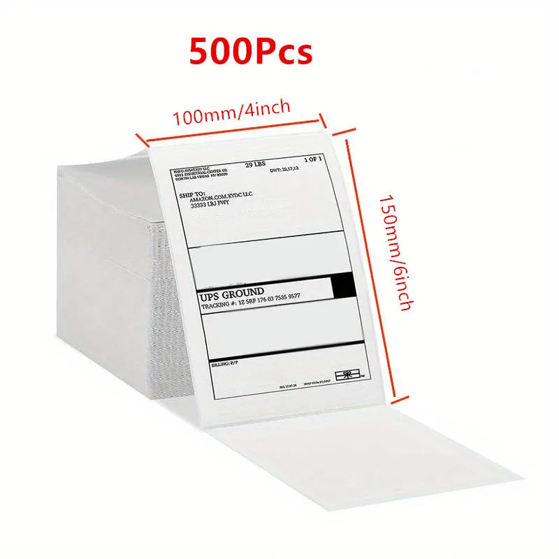 4x6 Inch Direct Thermal Labels 500 Labels Per stacked -Strong Adhesive, Labels Resistant to Water & Grease For shipping label