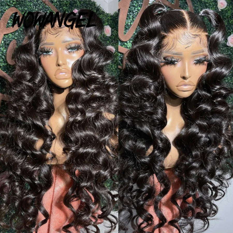 Wow Angel 250% Loose Wave Wig Full Lace Wigs HD Lace Frontal Wigs Melt Skins Deep Part Natural Scalp Full Frontal Wigs For Women