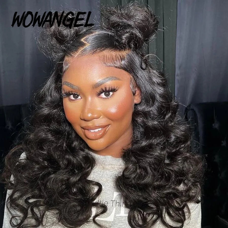 Wow Angel 250% Loose Wave Wig Full Lace Wigs HD Lace Frontal Wigs Melt Skins Deep Part Natural Scalp Full Frontal Wigs For Women