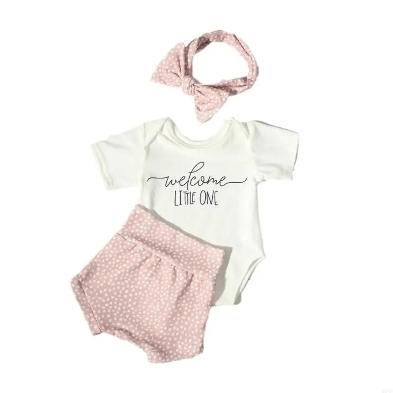 Welcome Outfit Jumpsuit and Hairband Pants Set for Newborn Photo Wear Baby Photography Clothes Photostudio Accessories
