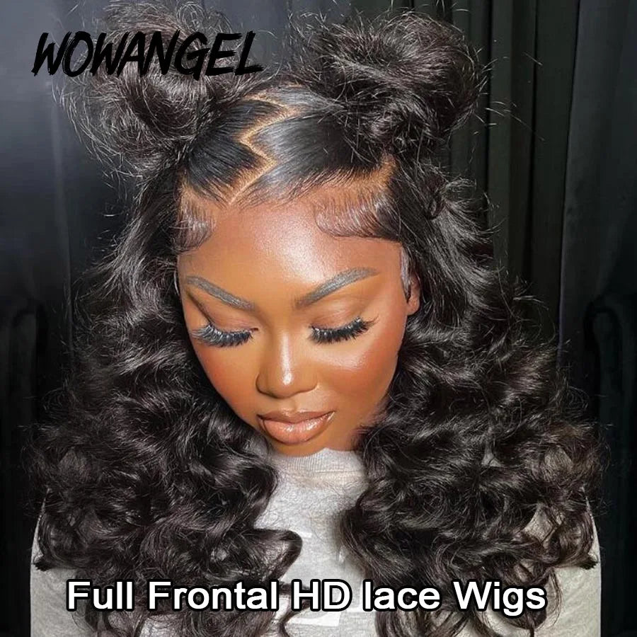 Wow Angel 250% Loose Wave Wig Full Lace Wigs HD Lace Frontal Wigs Melt Skins Deep Part Natural Scalp Full Frontal Wigs For Women