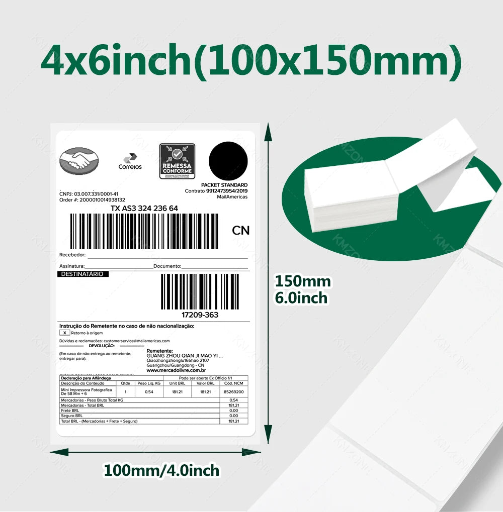 4x6 Thermal Labels for Shipping Label Printer 100pcs 500PCS White Mailing Labels 4x6 Direct Thermal Labels Fanfold BPA Free