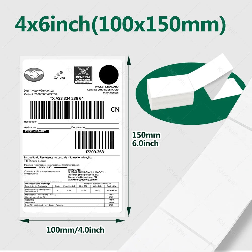 4x6 Thermal Labels for Shipping Label Printer 100pcs 500PCS White Mailing Labels 4x6 Direct Thermal Labels Fanfold BPA Free