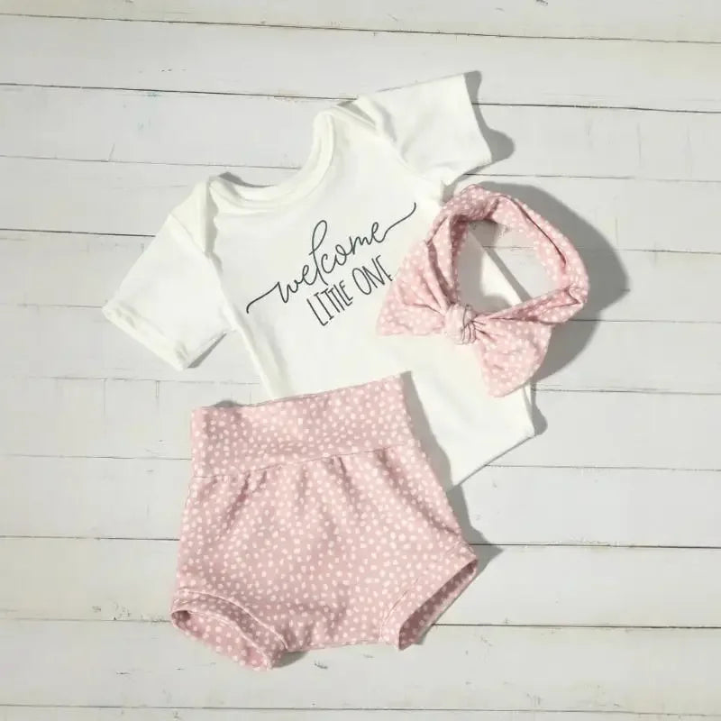 Welcome Outfit Jumpsuit and Hairband Pants Set for Newborn Photo Wear Baby Photography Clothes Photostudio Accessories