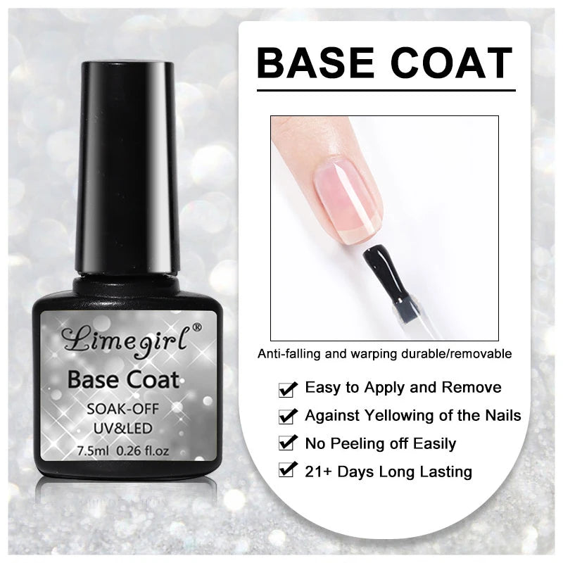 Limegirl 7.5ml Fast Air Dry Primer Matt Top Gel Base Primer Top Coat And Base Ccoat Soak Off Gel Nail Polish For Nail Art Tools