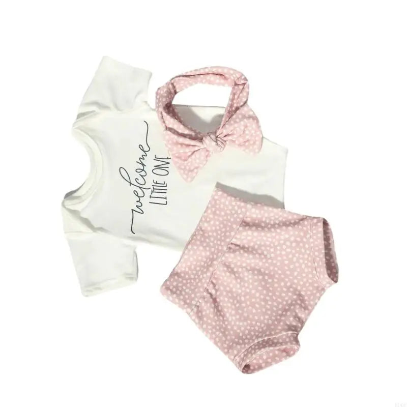 Welcome Outfit Jumpsuit and Hairband Pants Set for Newborn Photo Wear Baby Photography Clothes Photostudio Accessories