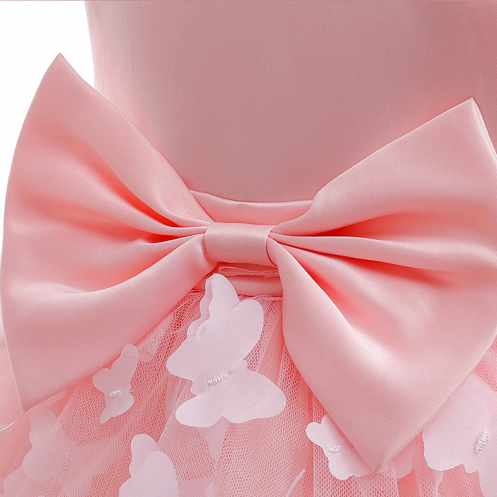 Baby Girls Baptism Dress Children's Cotton Mesh Princess Dress Kid Flying Sleeve Christening Vestidos Butterfly Tutu Clothes