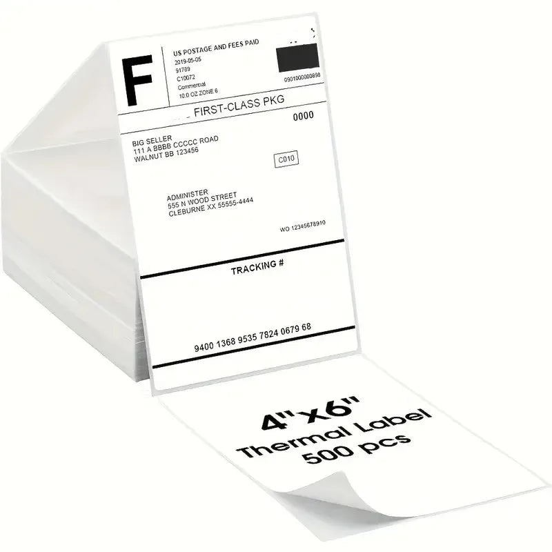 4x6 Inch Direct Thermal Labels 500 Labels Per stacked -Strong Adhesive, Labels Resistant to Water & Grease For shipping label