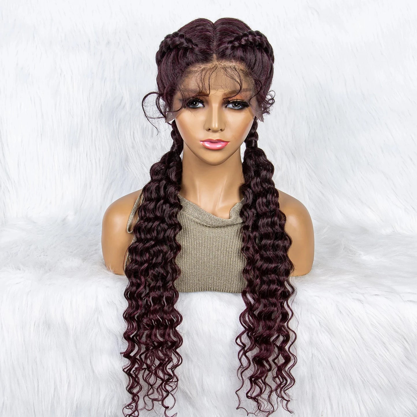Braided Wigs Synthetic Lace Front Hair Wig Curly Water Wave Wig For African Woman Afro Frontal Cornrow Twist Boxing Braided Wigs
