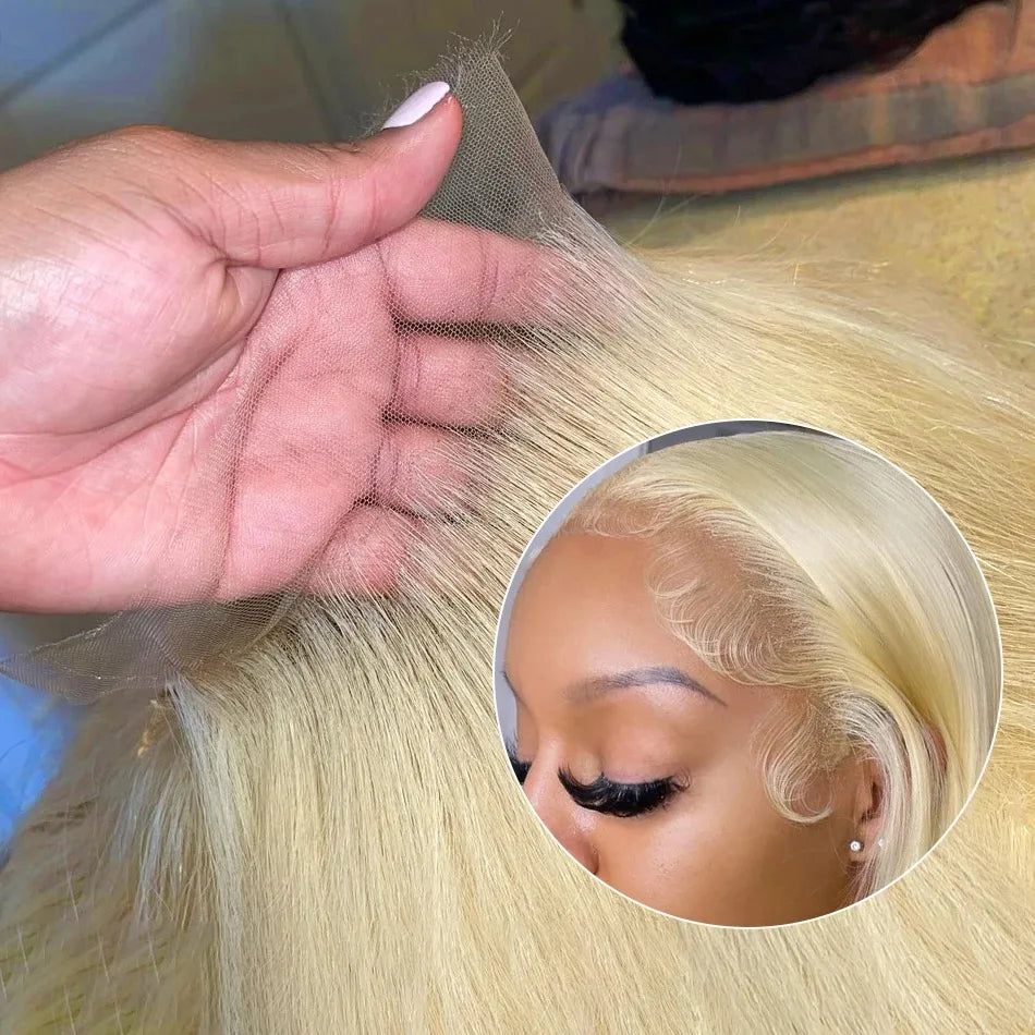 13x6 HD Transparent 613 Blonde Lace Frontal Human Hair Wigs 613 Bob Wig Brazilian Bone Straight 13x4 Lace Front Human Hair Wigs