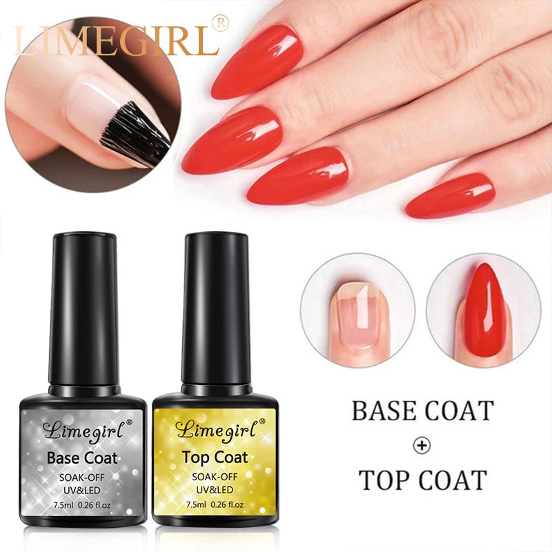 Limegirl 7.5ml Fast Air Dry Primer Matt Top Gel Base Primer Top Coat And Base Ccoat Soak Off Gel Nail Polish For Nail Art Tools