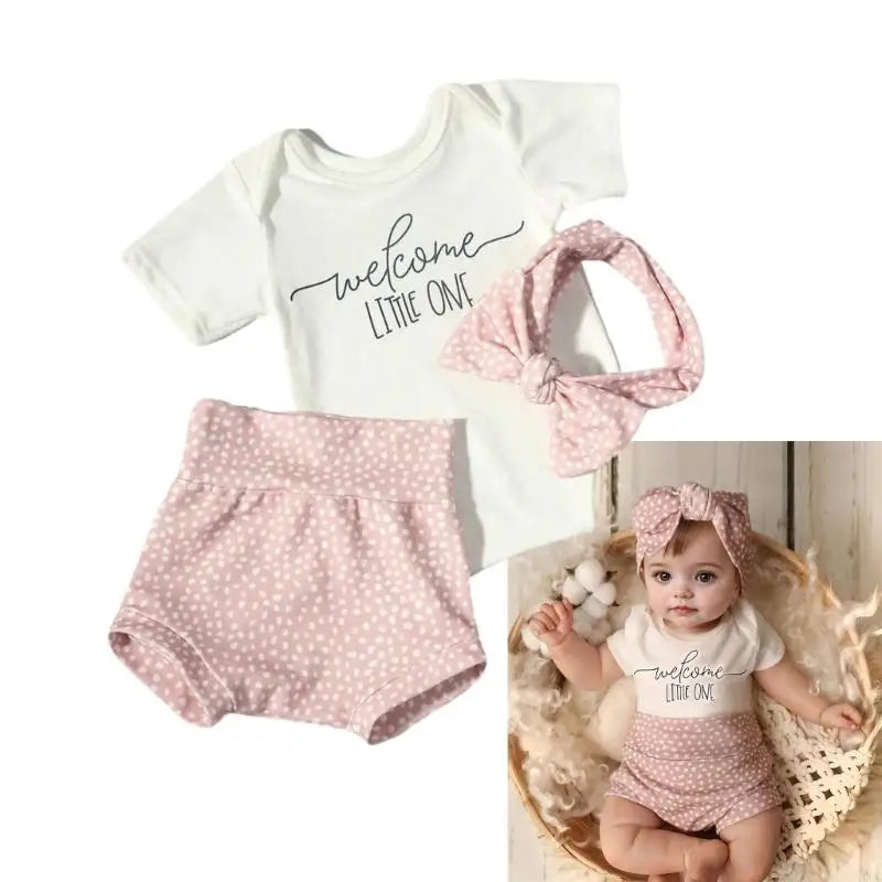 Welcome Outfit Jumpsuit and Hairband Pants Set for Newborn Photo Wear Baby Photography Clothes Photostudio Accessories