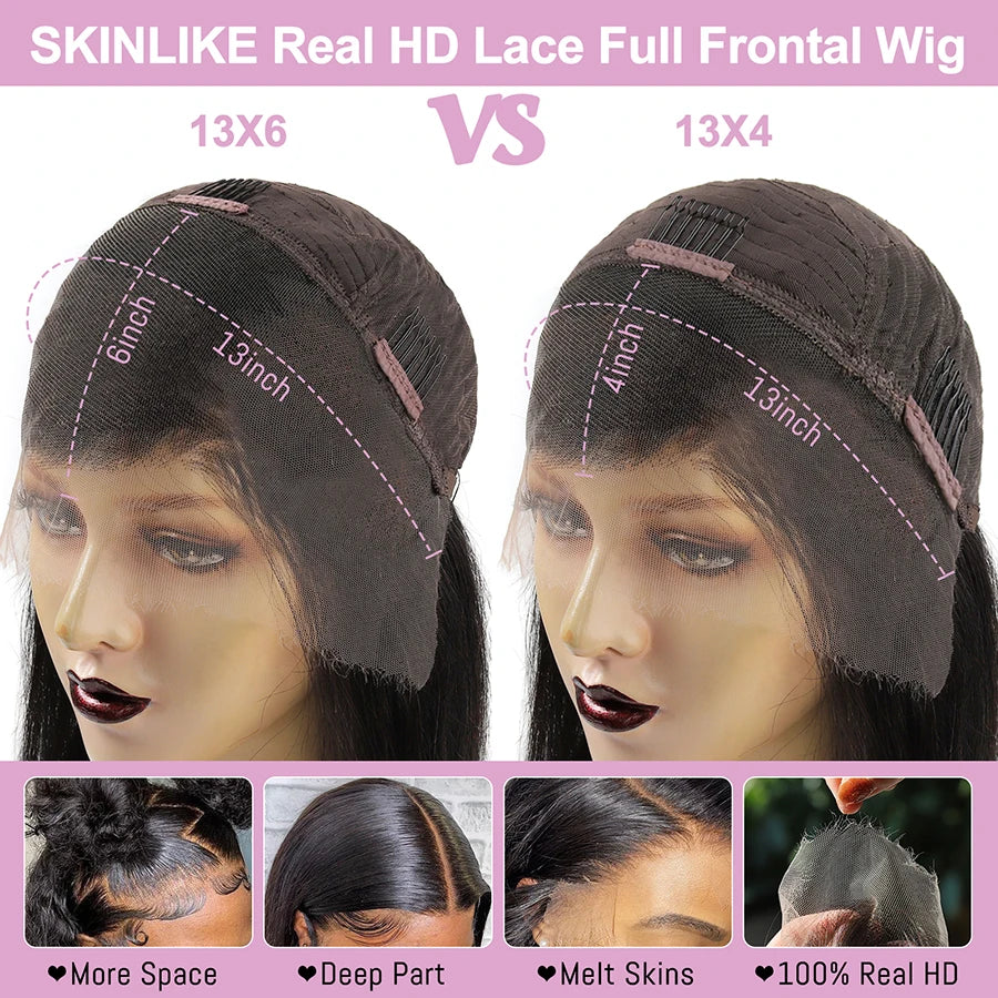 Wow Angel 250% Loose Wave Wig Full Lace Wigs HD Lace Frontal Wigs Melt Skins Deep Part Natural Scalp Full Frontal Wigs For Women