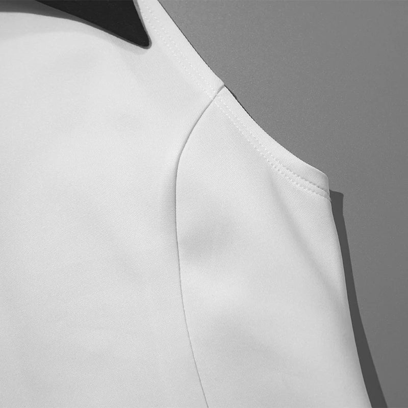 2024 Summer New Solid Color Sleeveless Collar Splicing Short Slim Casual Dress