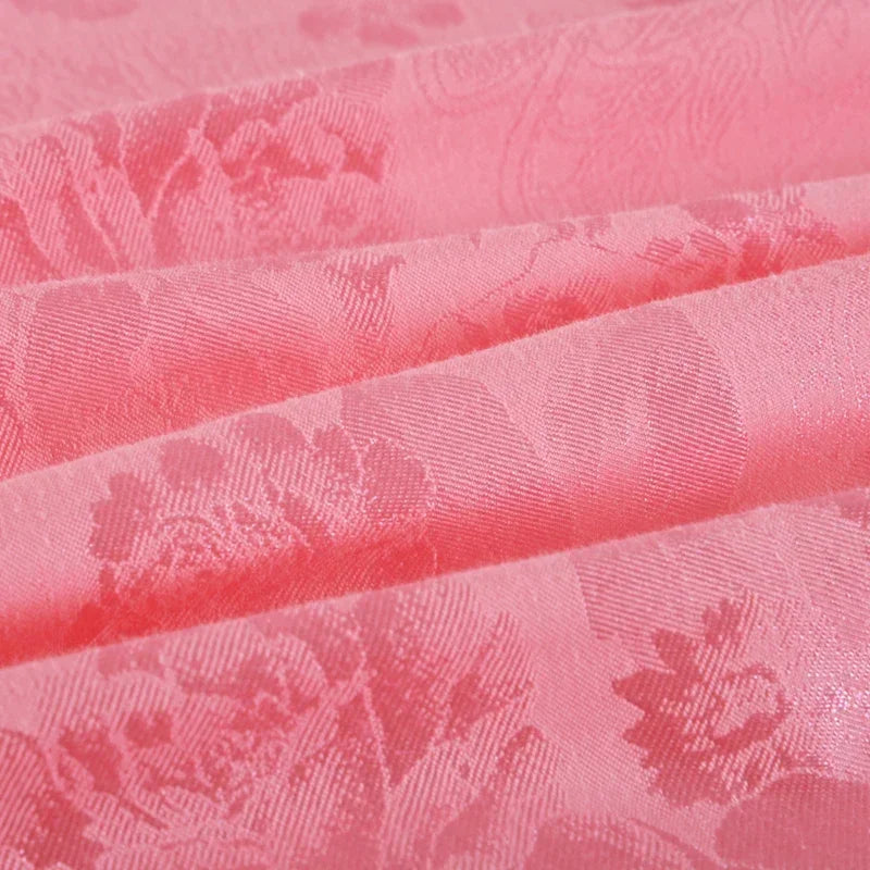 Red Jacquard Satin Bedding Sets Luxury Royal Princess Wedding Heart-shaped Lace Duvet Cover Flat Sheet Bedspread Pillowcases