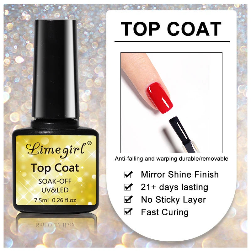 Limegirl 7.5ml Fast Air Dry Primer Matt Top Gel Base Primer Top Coat And Base Ccoat Soak Off Gel Nail Polish For Nail Art Tools