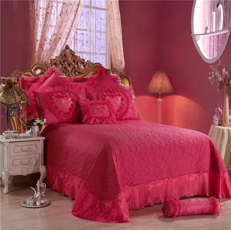 Silk Cotton Jacquard soul mates Luxury Wedding Bedding Set Lace Duvet Cover Bedspread pillowcases Queen King Size 4/6pcs