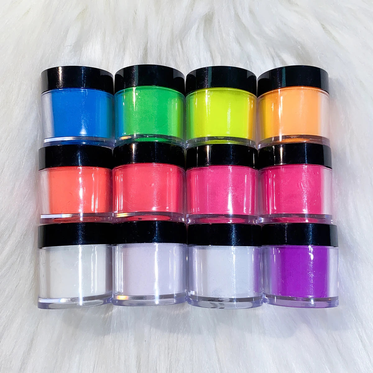 12Jars*10g Glows in the Dark Acrylic Powder Set 3 in1 Nail Extension/Carving/Dipping Luminous Neon Polymer Acrylic Powder Dust