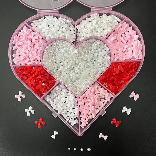 Bulk Supply Spring New Pink Ribbon Bow French Acrylic Ballet Coffin Nail Art Decoration Charms Gem Kit Set
