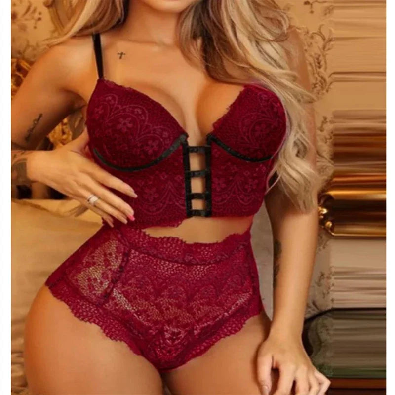 Women Seamless Bra Set Sexy Thong High Waist Panties Wire Free Bra Bralette Lingerie Brassiere Lace Female Underwear Set