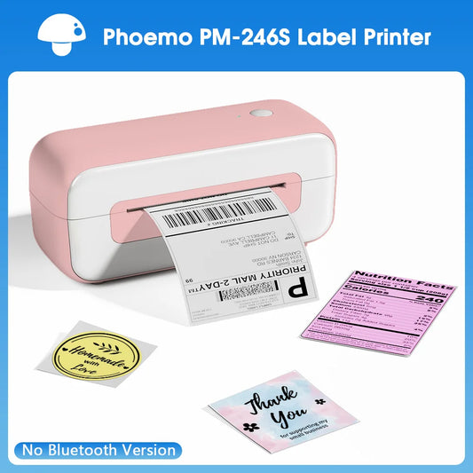 Phomemo 246S Thermal Shipping 118mm Address Label Printer for Shipping Package Desktop Label Printer for Business Barcode USB