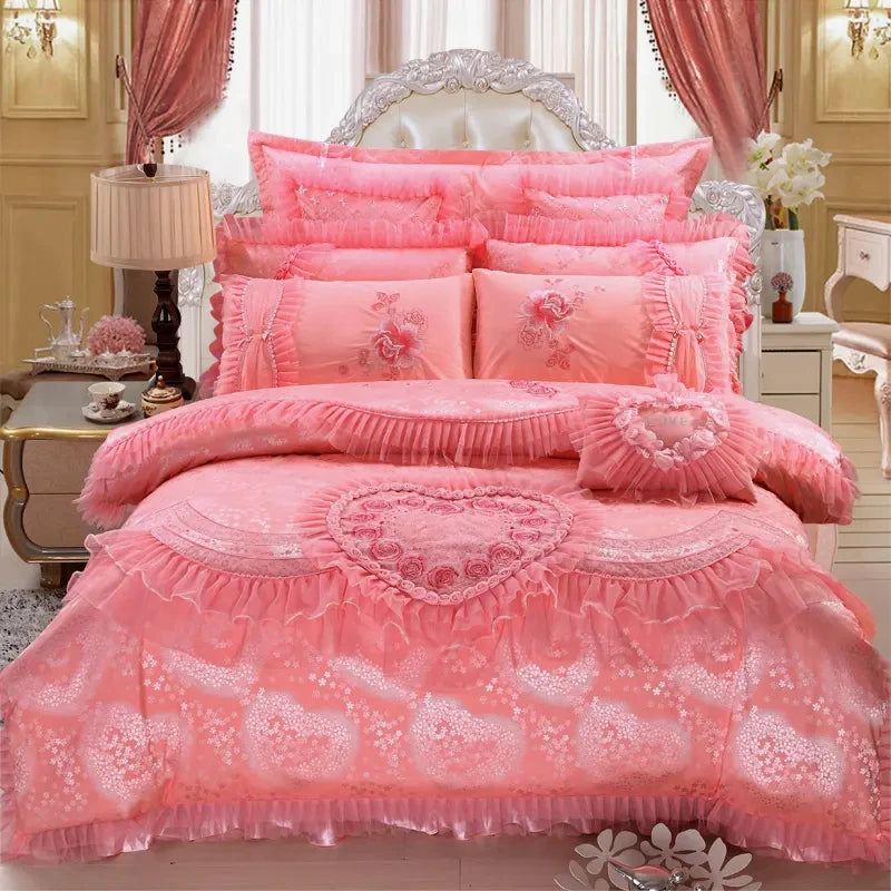 Wedding Decoration Luxury 100% Cotton 60S Quilt Cover Bridal Bed Sheet Sets Comforter Bedding Set Wedding Souvenirs Gift
