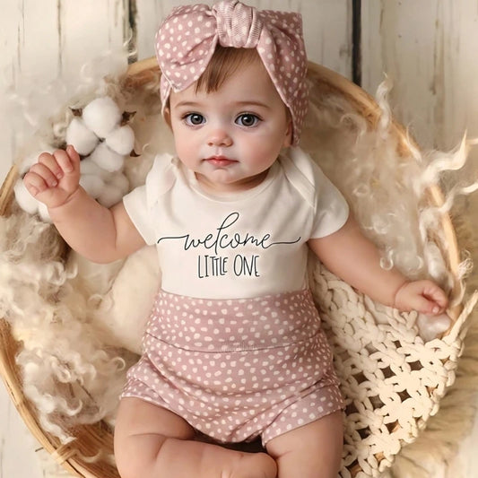 Welcome Outfit Jumpsuit and Hairband Pants Set for Newborn Photo Wear Baby Photography Clothes Photostudio Accessories