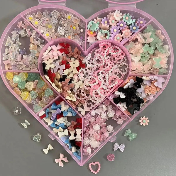 Bulk Supply Spring New Pink Ribbon Bow French Acrylic Ballet Coffin Nail Art Decoration Charms Gem Kit Set