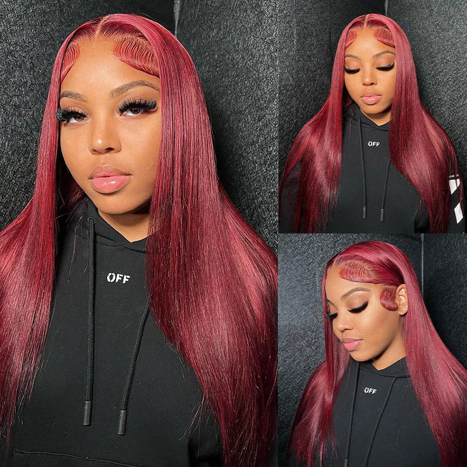 CLEARANCE 13x4 27# Honey Blonde And 99J Red Burgundy Colored Human Hair Wigs HD Lace Frontal Wigs Lace Front Human Hair Wigs