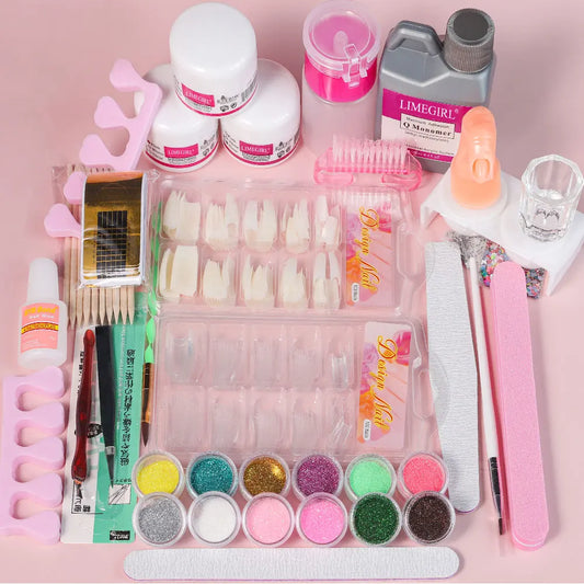 Crystal Liquid With Acrylic Powder Set Lnclude Pink White Transparent Acrylic Powder Kit Suitable Beginner Nail Kit