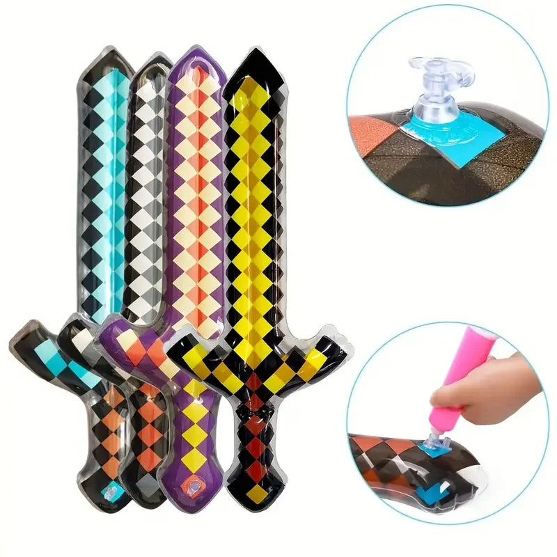 Pixel Style Toys Gemstone Sword Gold Sword Children's Toys Home Games Inflatable Supplies Swords Christmas Gifts