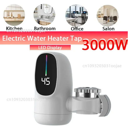 30kW Instant Electric Hot Water Heater Kitchen Faucet Adapter Fast Heating Tap Digital Display Water Heater Bathroom Accessories