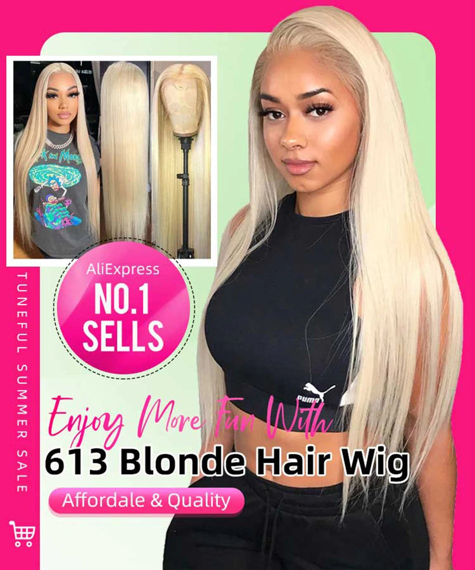 13x6 HD Transparent 613 Blonde Lace Frontal Human Hair Wigs 613 Bob Wig Brazilian Bone Straight 13x4 Lace Front Human Hair Wigs