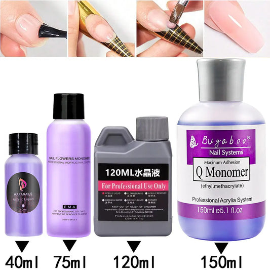 40/75/120/150ml EMA Nail Acrylic Liquid Monomer Crystal Nail Art Extension Carving Powder Tools Fast Dry Acrylic Powder Liquid M
