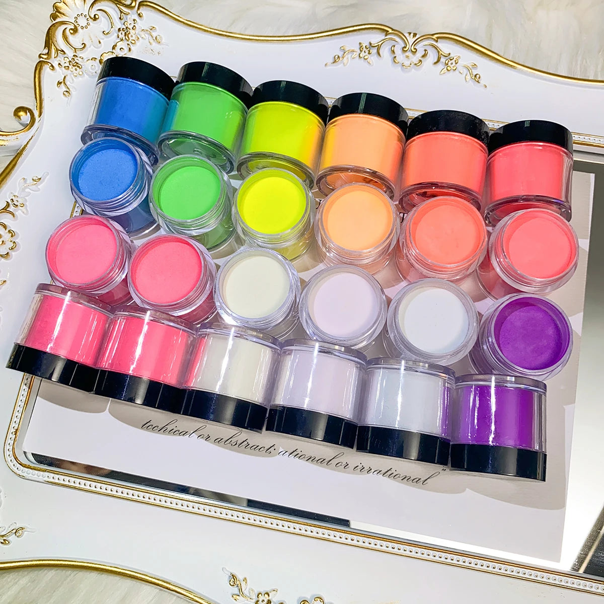 12Jars*10g Glows in the Dark Acrylic Powder Set 3 in1 Nail Extension/Carving/Dipping Luminous Neon Polymer Acrylic Powder Dust