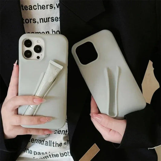 Lipstick Make-up Soft Silicone Phone Case for IPhone 16 14 15 Pro Max X Xs XR 11 13 12 Portable Lip Gloss Cover