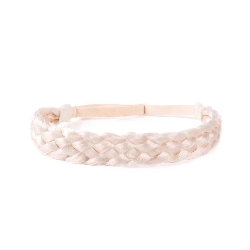 Braids Twist Elastic Hair Headband With Adjustable Wide Belt Synthetic Woman Black Gold Hair Style Braided Headband Hairpiece