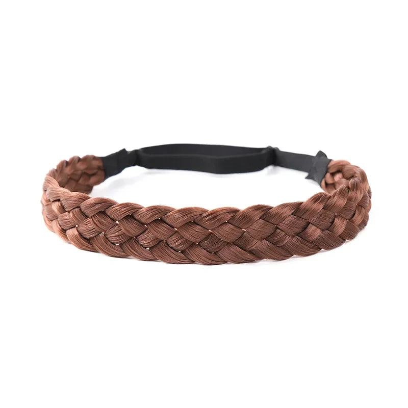 Braids Twist Elastic Hair Headband With Adjustable Wide Belt Synthetic Woman Black Gold Hair Style Braided Headband Hairpiece