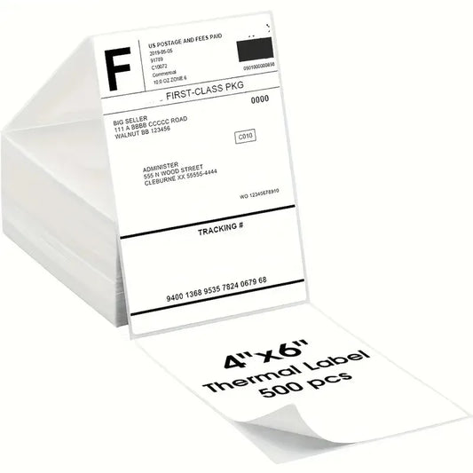 4x6 Inch Direct Thermal Labels 500 Labels Per stacked -Strong Adhesive, Labels Resistant to Water & Grease For shipping label