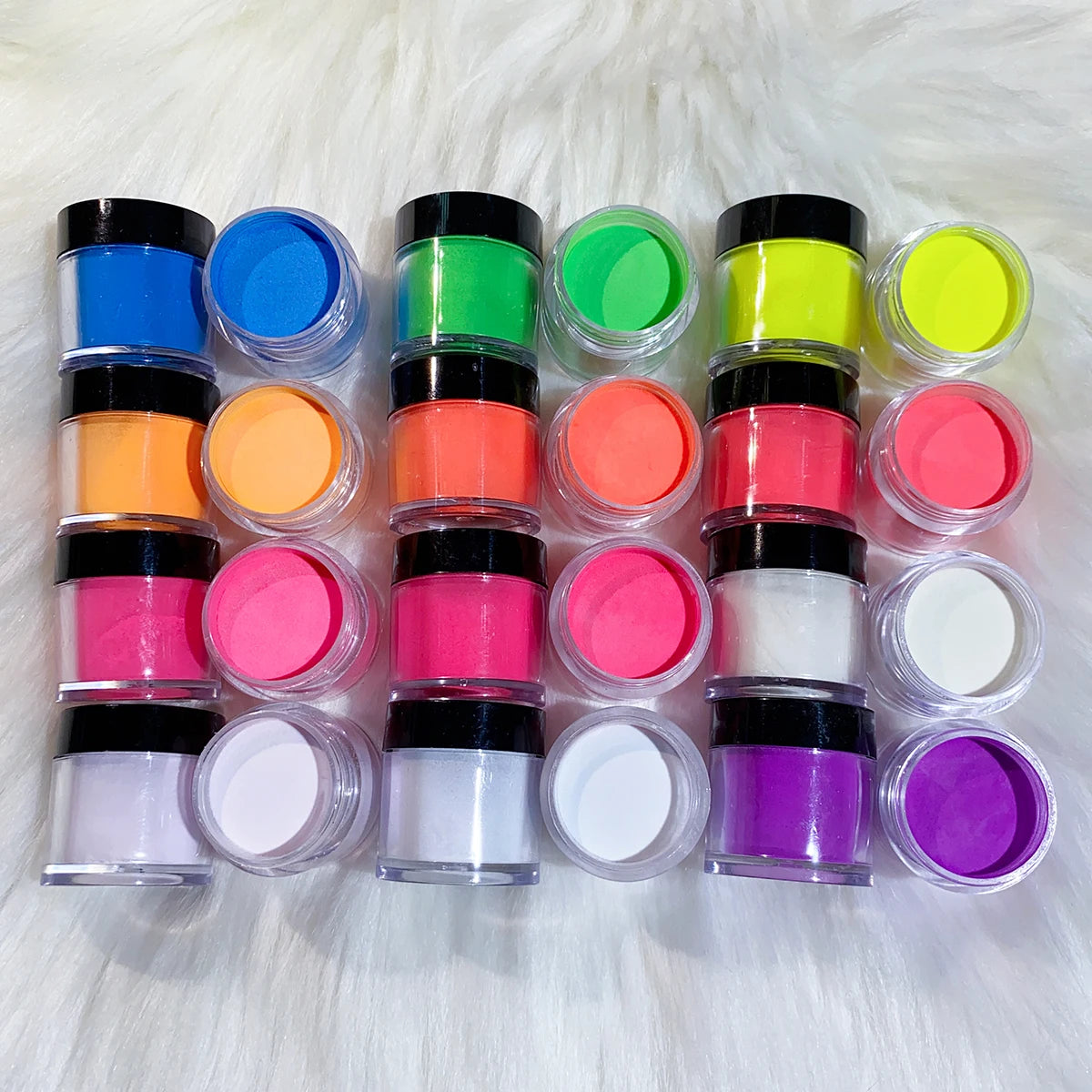 12Jars*10g Glows in the Dark Acrylic Powder Set 3 in1 Nail Extension/Carving/Dipping Luminous Neon Polymer Acrylic Powder Dust