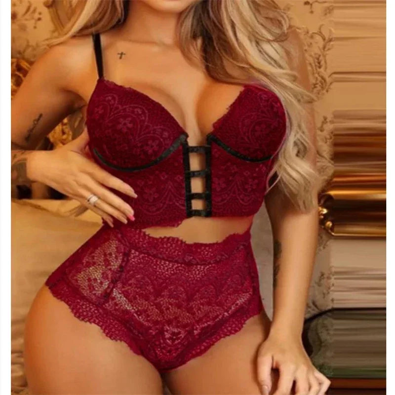 Women Seamless Bra Set Sexy Thong High Waist Panties Wire Free Bra Bralette Lingerie Brassiere Lace Female Underwear Set
