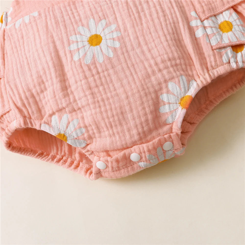 Infant Baby Girl Romper Clothes Ruffle Sleeveless Newborn Bodysuit with Headband Summer Jumpsuit Fashion Toddler Outfit Suit